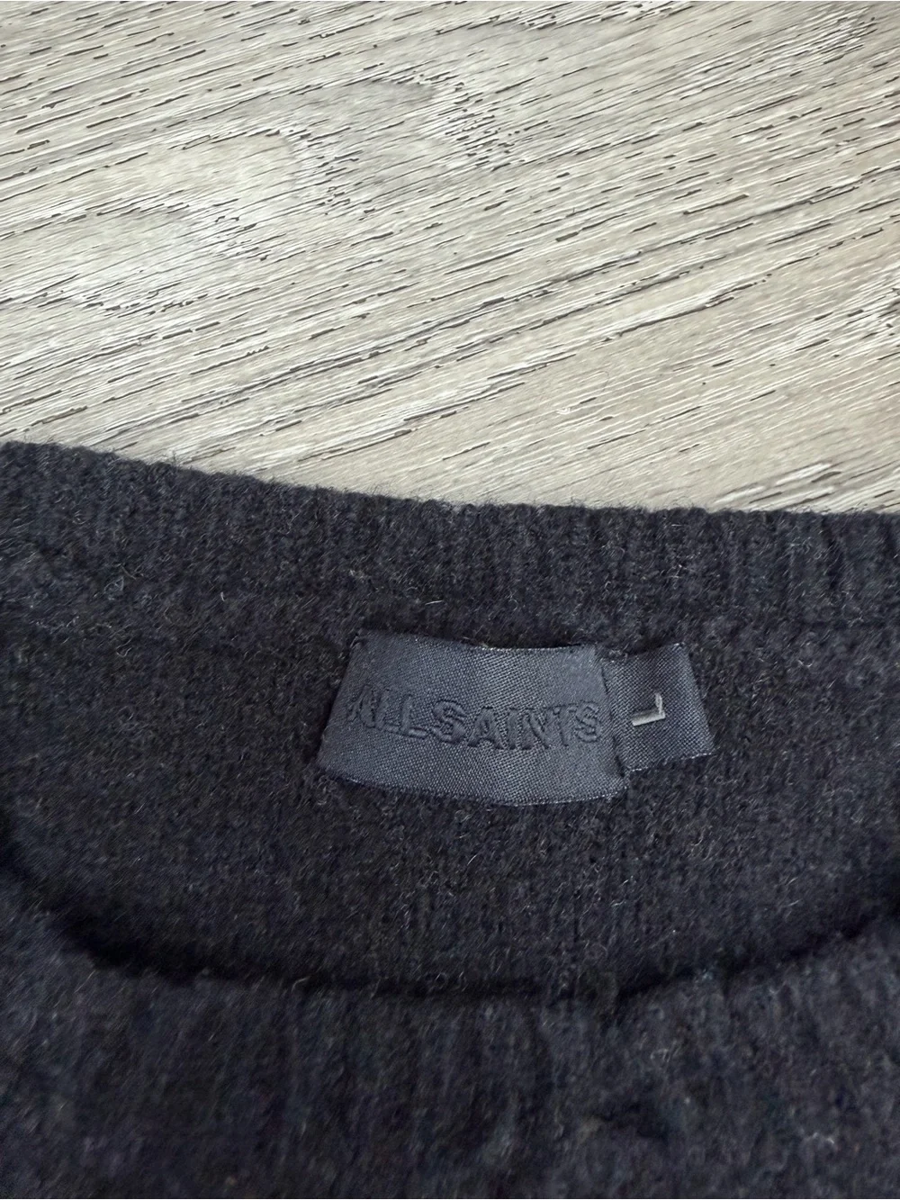 AllSaints Striped Crewneck Sweater in Black, Teal, Mustard, Tan